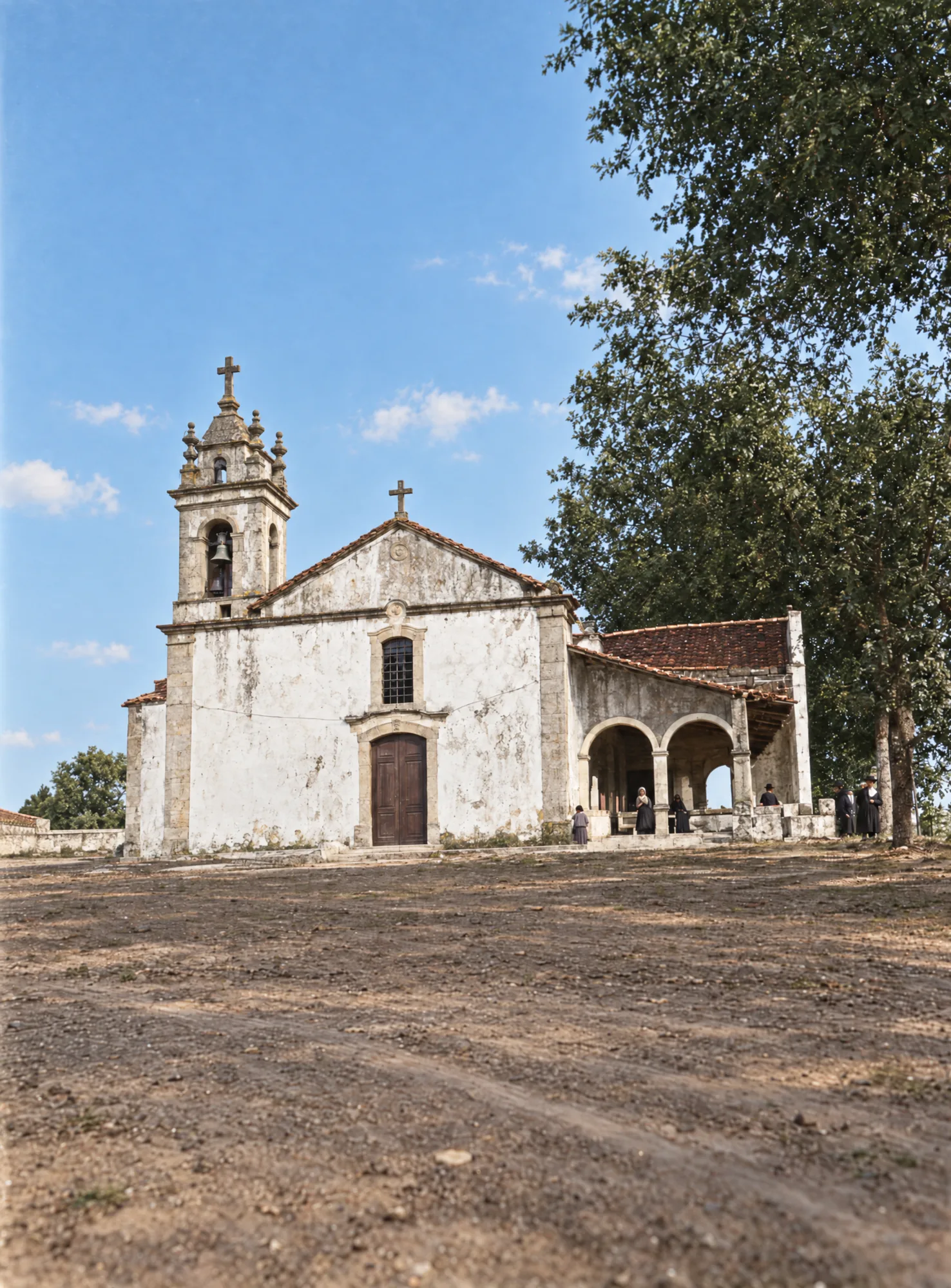 The old parish church of Fátima under reconstruction, 1917: Colour (AI)