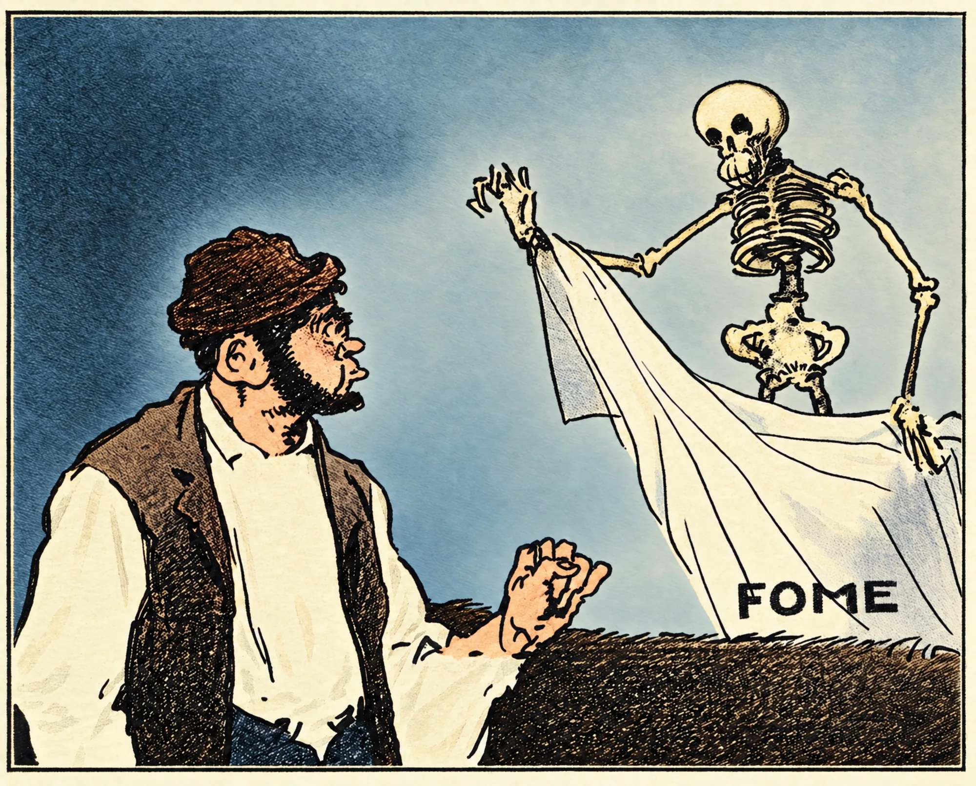 O «Milagre» – caricatura em O Século Cómico, 29 de outubro de 1917: Cor (IA)