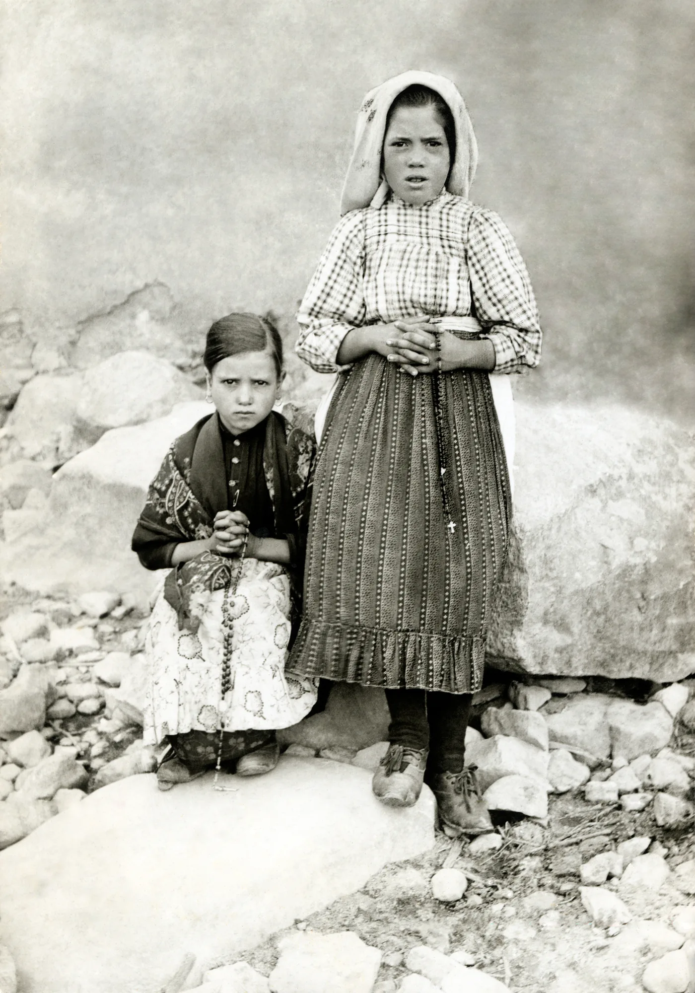 Lúcia and Jacinta at Reixida, September 1917: Archive print