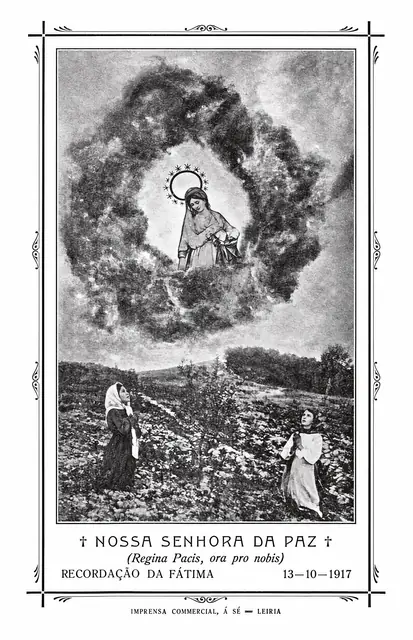'Nossa Senhora da Paz' souvenir card of Fátima, 13 October 1917