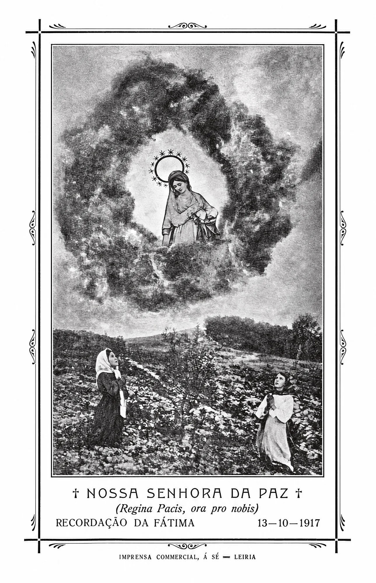 'Nossa Senhora da Paz' souvenir card of Fátima, 13 October 1917: Restored (AI)