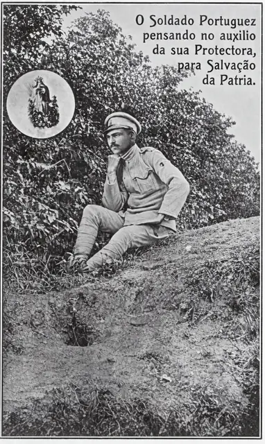 Postcard: 'The Portuguese Soldier thinking of his Protectress', 1917