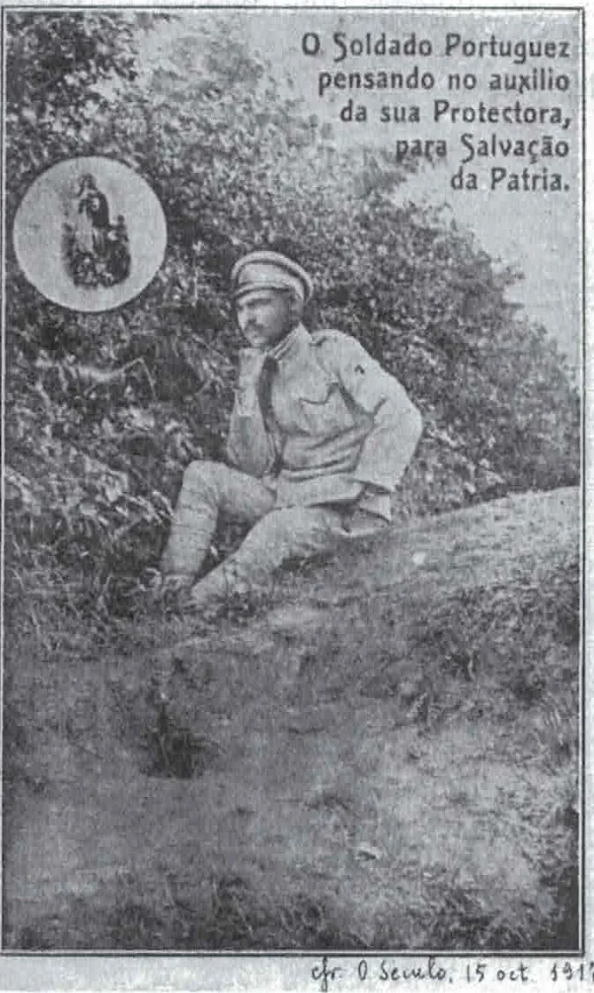 Postcard: 'The Portuguese Soldier thinking of his Protectress', 1917: Archive print