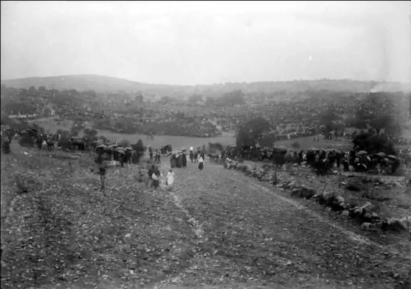 Panoramic view of the Cova da Iria from the macadam road, 13 October 1917: Archive print