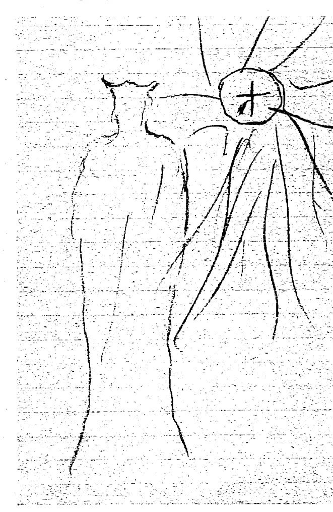 Eyewitness sketch of the sun with a cross, 13 October 1917: Original scan