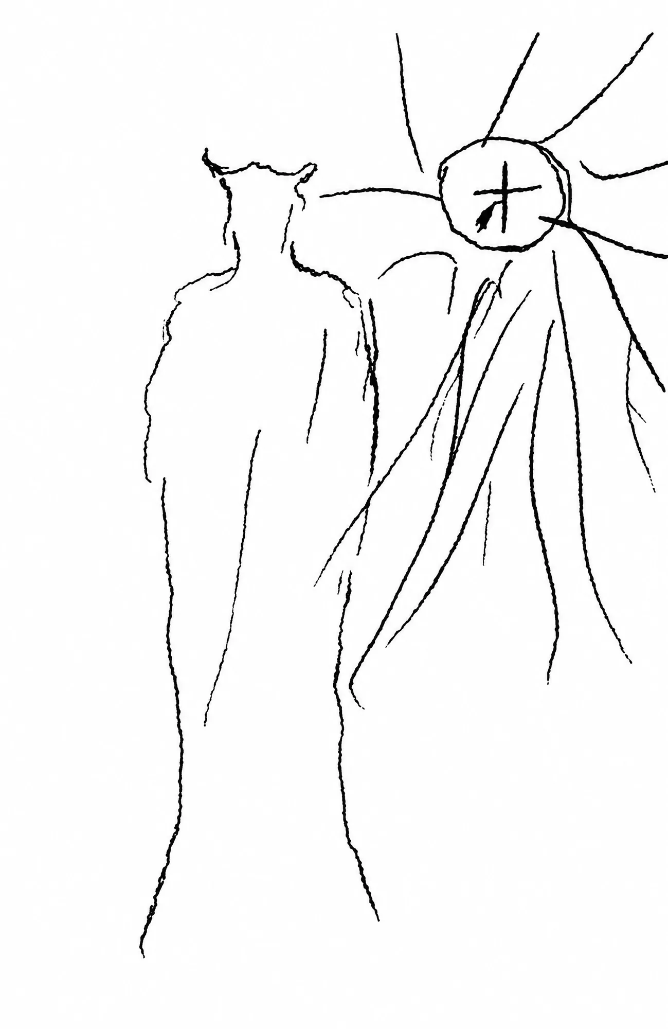 Eyewitness sketch of the sun with a cross, 13 October 1917: Restored (AI)