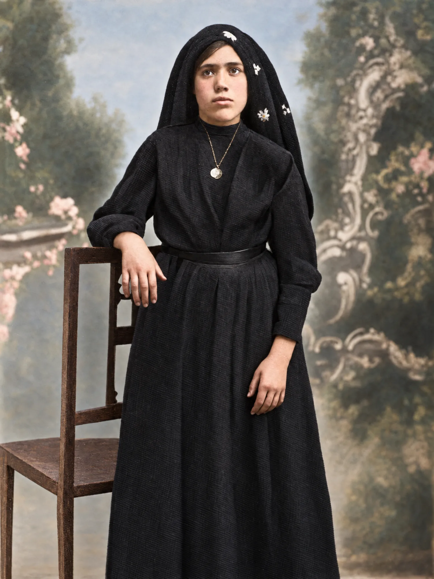 Lúcia aged 13, Lisbon, August 1920: Colour (AI)