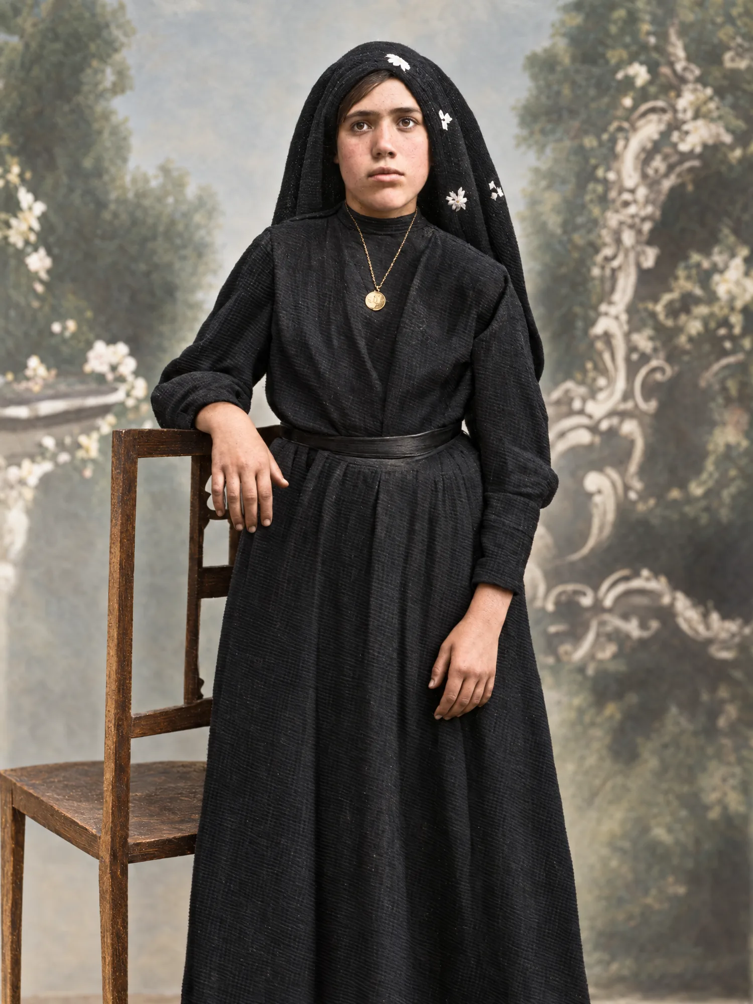 Lúcia com 13 anos, Lisboa, agosto de 1920: Cor (IA)