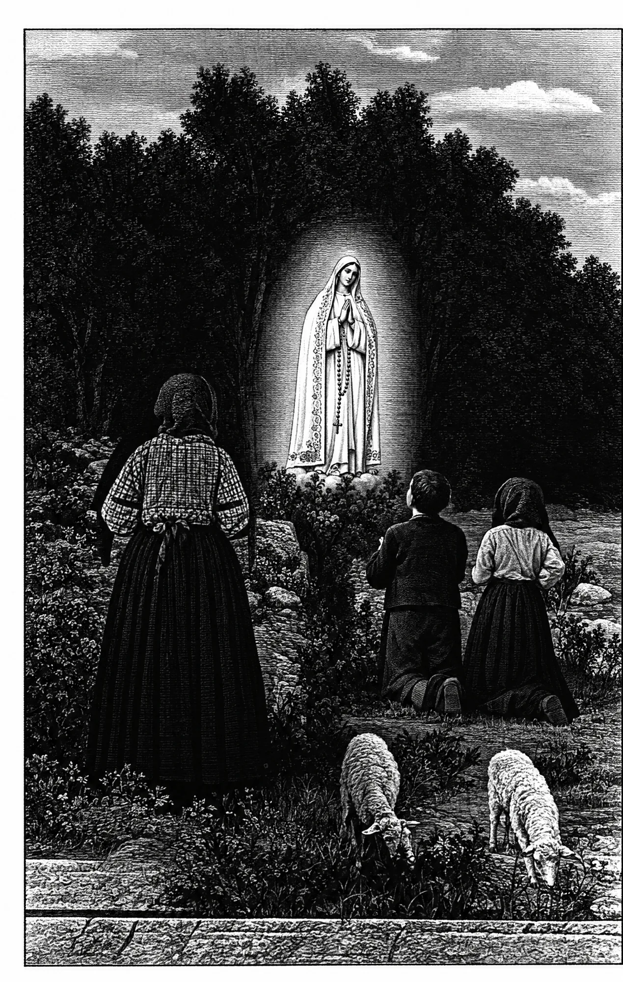 "Aparição de Fátima" photomontage by M. Pereira, 1920: Restored (AI)